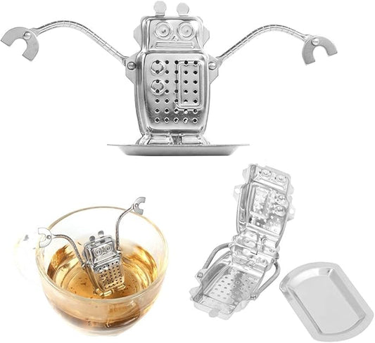 Robot Tea Infuser for Loose Leaf Tea, Cute Stainless Steel Tea Strainer & Steeper, Fine Mesh Tea Ball Filter with Arms to Hang on Mug, Fun Novelty Kitchen Gadget & Gift for Tea Lovers (Robot) - Bloomnest