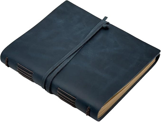 Large Notebook Journal - Genuine Leather Journals for Writing A4 Size Diary 8x10 Inch, Notepad For Women and Man, Gifts,Work,Travel Dark Blue - Bloomnest