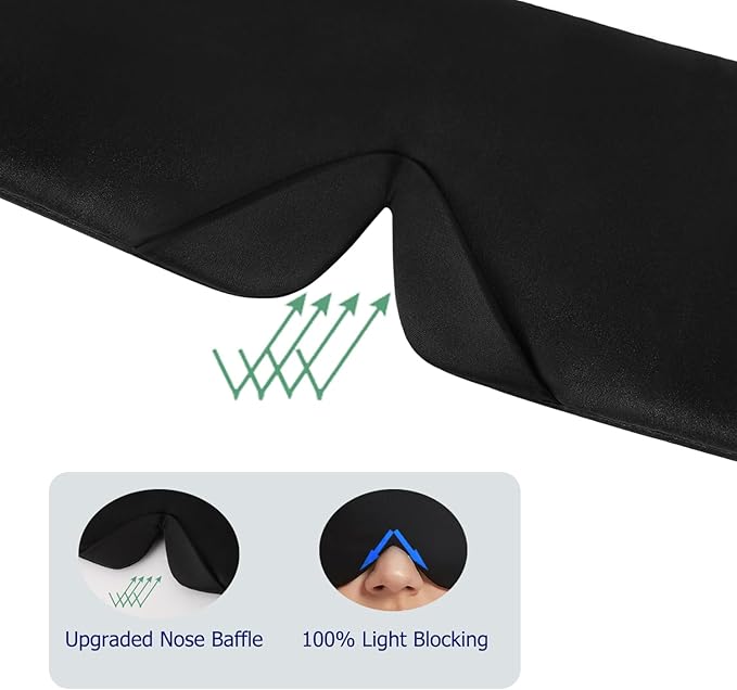 ALASKA BEAR Mulberry Silk Eye Mask, Wraparound Style Sleeping Mask and Ear Muff Blindfold for Full Blackout and Deep Sleep, Adjustable - Bloomnest