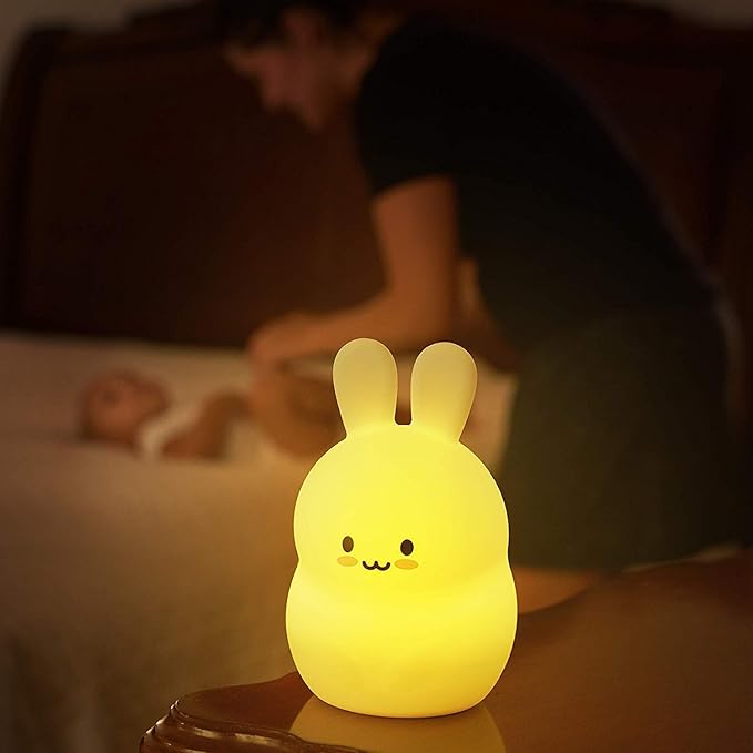 Large Rabbit Night Lights for Kids in Silicone, 9 Colors Baby Bedroom Lighting Children Bedside Table Lamps for Toddlers/Boys/Girls/Adults/Bedroom/Student/Elder/Bathroom/Outdoor - Large - Bloomnest