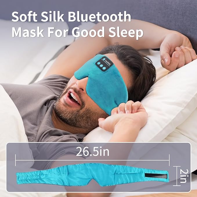 Joythink Sleep Headphones Bluetooth Sleep Mask Silk Kids Children Wireless Headband Headphones for Sleeping Travel Adjustable Sleeping Eye Mask with Thin Speaker - Bloomnest