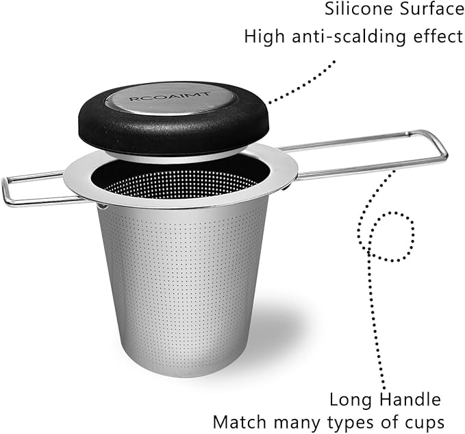 2pack Tea Filter, Tea Strainer, Stainless Steel Tea Infuser With Long Foldable Handle, For Loose Leaf Tea And Coffee, Greate For Hanging On Teapots, Mugs, Cups - Bloomnest