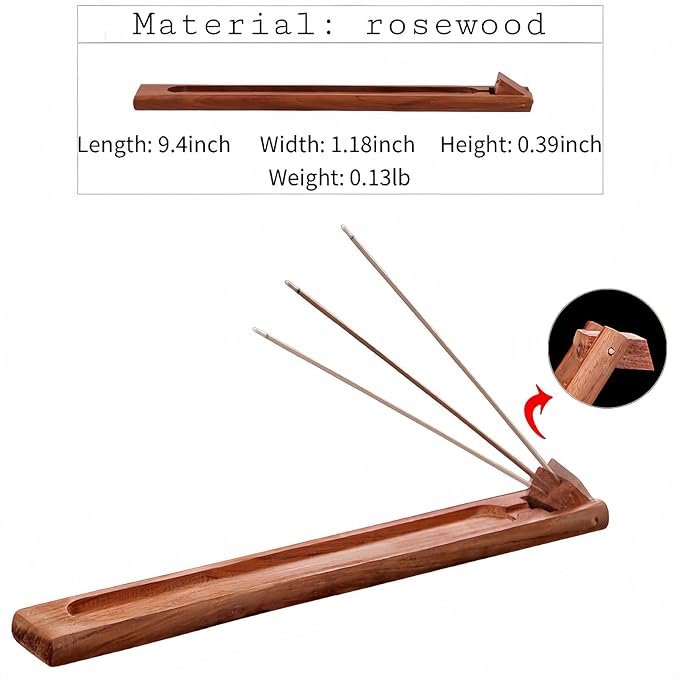 2 Packs Wood Incense Holder for Sticks with Adjustable Angle, Incense Stick Holder with Ash Catcher,Stick Incense Burner,9.8 Inches - Bloomnest