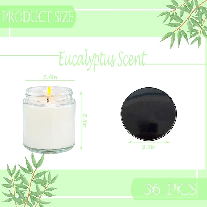 36 Pcs 4 Oz Mini Soy Candles,Eucalyptus Scented,Aromatherapy Candle,Bulk Candle Set，Great Stress Relieving Scented Candles for Girls as a Gift for Birthdays, Weddings and More! - Bloomnest