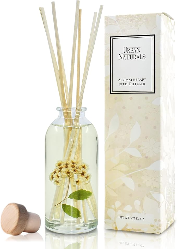 Urban Naturals Spring Blooms Scented Reed Diffuser Oil Set | Real Flowers in The Bottle! Bulgarian Rose, Egyptian Jasmine, Blue Orchid, Lily of The Valley, Amber | Great Idea