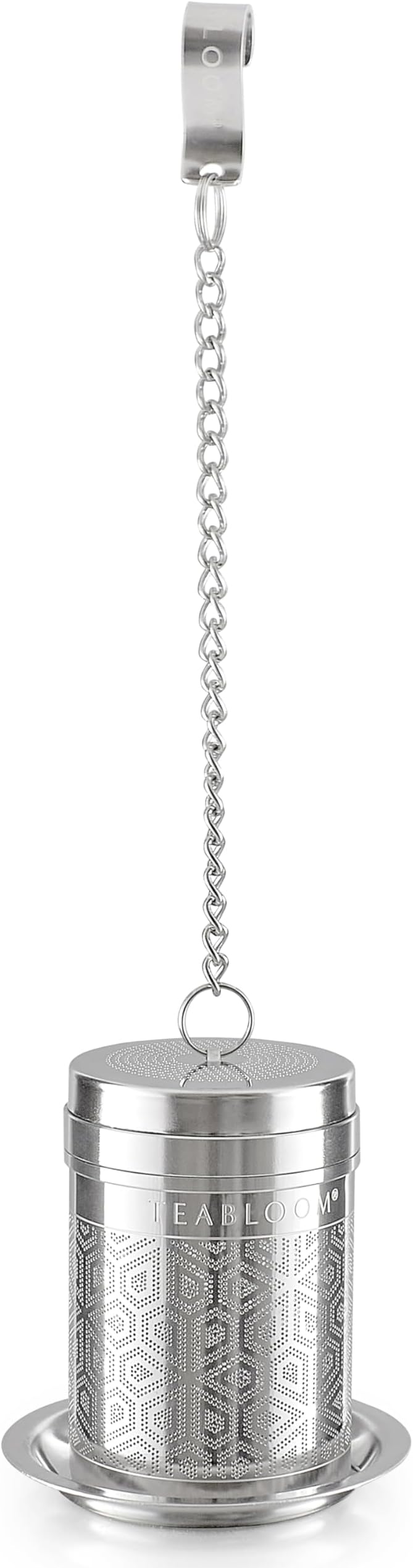 Teabloom Elegant Stainless Steel Loose Leaf Tea Infuser – Tea Connoisseur's Choice for White, Green, Oolong, Black, and Herbal Teas – Geometric Blossom Design – Small Size - Bloomnest