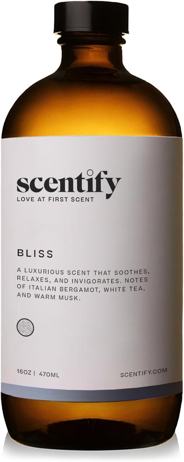 Scentify Bliss Aroma Oil Refill Scent for Oil Diffusers - Eucalyptus, Bergamot, Tea & Powdery Scents - Luxurious Relaxing Aromatherapy Diffuser Fragrance 470ml, 16 oz Scentify