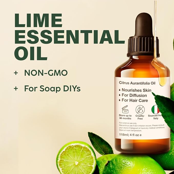 KUKKA Lime Essential Oils - 4 Fl Oz - for Hair, Skin, Diffuser, Aromatherapy & DIY Soap Making Scent - Bloomnest