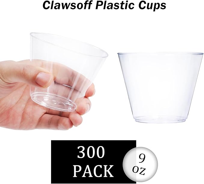 9 oz Clear Plastic Cups, 300 Pack Disposable Fancy Cup for Wedding, Cocktail Cups 9 Ounce, Bulk Clear Plastic Tumblers for Iced Coffee, Cold Beverage - Bloomnest