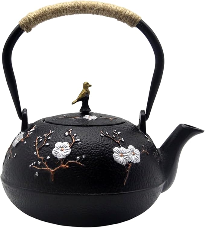 Cast Iron Kettle Teapot, Japanese Style Tetsubin, Cast Iron Tea Kettle with Stainless Steel Infuser for Loose Tea, Internal Enamel Iron Tea Pots for Stovetop Safe(40.2oz/1200ml) - Bloomnest
