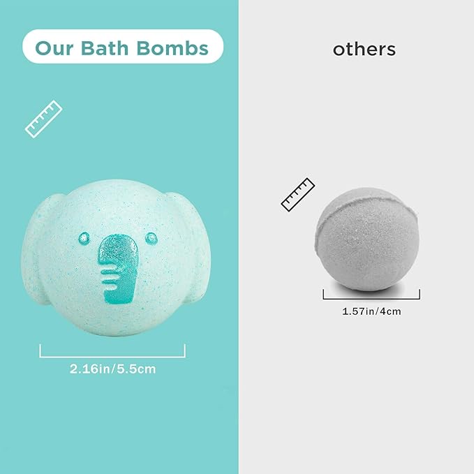 SHUCHING 14 Pcs Blue Elephant Bath Bombs with Surprise Inside, Natural and Organic Bubble Bath Fizzy Balls for Kids, Birthday Christmas Gifts Set for Boys Girls - Bloomnest