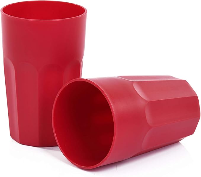 Mintra Home Unbreakable Drinking Cups and Tumblers 4PK - Shatterproof, BPA Free, Reusable, Party Cups, BBQ, Colorful Set, indoors and outdoors (Red, Large - 15oz) - Bloomnest