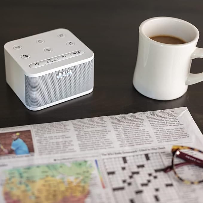 Serene Evolution 45 Sound Portable White Noise Machine - Sleep Sound Machine for Adults, Kids, Baby, Home, Office Privacy - White Noise Machine for Office - Nature Sound Machine - White Noise Maker - Bloomnest
