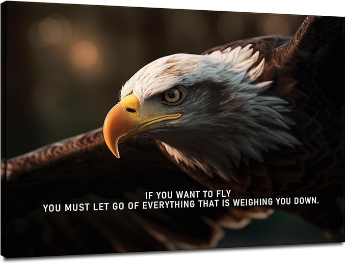 If You Want To Fly Inspirational Canvas Wall Art for Office Eagle Quotes Motivational Posters Picture Prints Modern Home Decor Painting Artwork Stretched and Framed Ready to Hang [24''W x 36''H] - Bloomnest