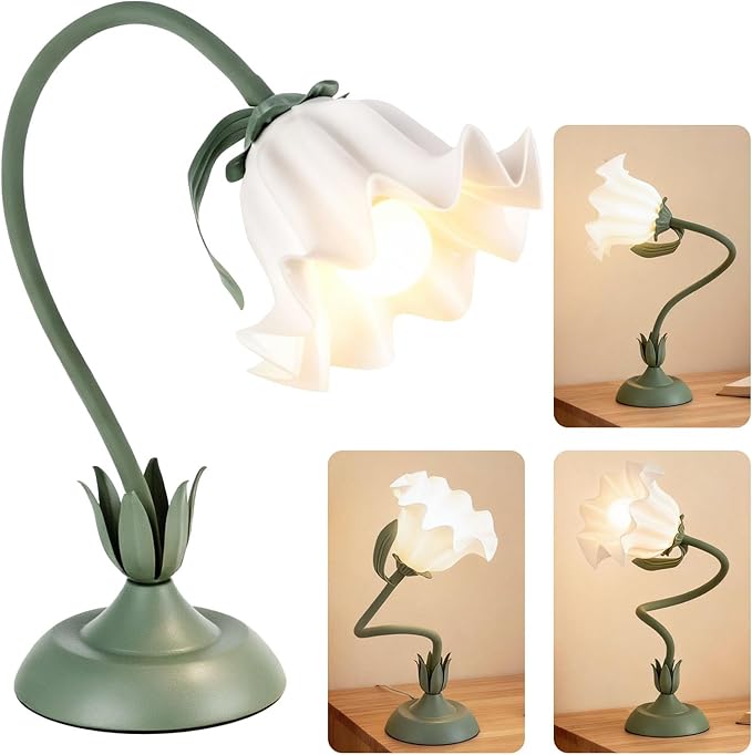 Flower Lamp LED Reading Light - Flower Table Lamp 3 Color Modes, Vintage Desk Lamp with E26 Bulb, Bedside Lamps for Bedroom, Living Room, Home Decor - Bloomnest