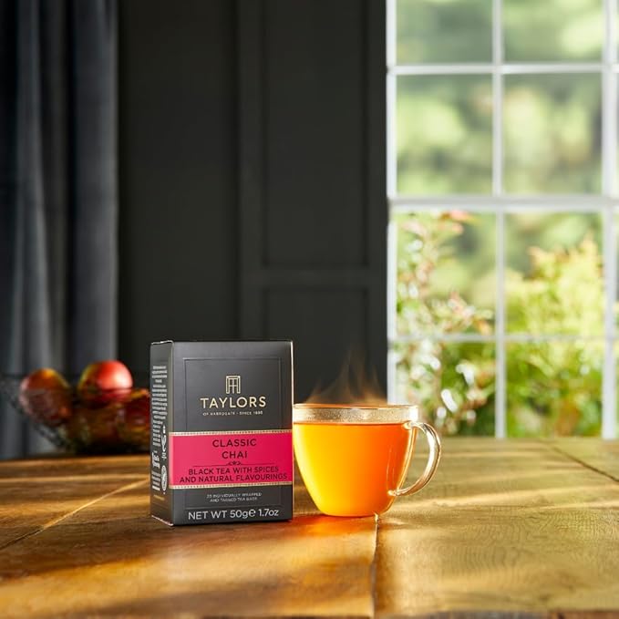 Taylors of Harrogate Classic Chai, Black Tea, Individually Wrapped Bags, 20 Count (Pack of 6), Spiced, Aromatic & Warming, Caffeinated, Enjoy Hot or with Milk, 120 Teabags Total - Bloomnest