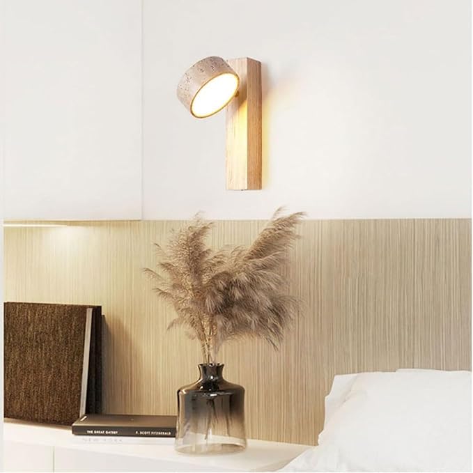 Japanese Wabi-Sabi LED Wall Sconce with Natural Stone Shade,Vintage Swivel Wall Lights,Modern Wall Sconce for Bathroom Mirror, Kitchen,Dining Room,Hallway,Vanity Lighting (B, 1 Head) - Bloomnest