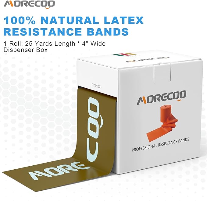 MORECOO Risistance Bands, 25 Yard Roll Professional Latex Stretch Bands for Physical Therapy, Elastic Bands for Upper & Lower Body Exercises, Lower Pilates, Home Workouts & Rehab, Core Exercise - Bloomnest