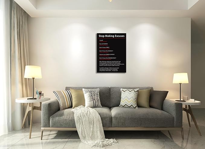 Office Wall Decor Motivational Canvas Wall Art Inspirational Picture Stop Making Excuses Posters Print Living Room Home Wall Decor Canvas Painting Artwork Framed Ready to Hang[30''W x 40''H] - Bloomnest