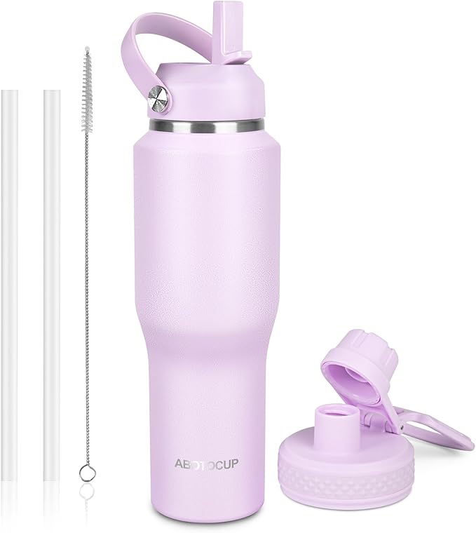 32oz Insulated Water Bottle, Fit in Any Car Cup Holder, Water Bottle with Straw Lids, Stainless Steel Insulated Water Flask Double Wall Leak-proof BPA Free to Keep Cold&Hot - Bloomnest