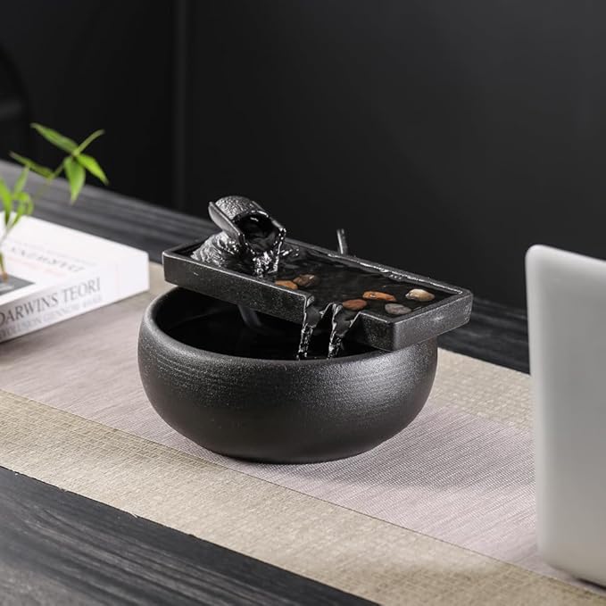 Ceramic Tabletop Fountain for Indoor and Outdoor Table Desk Office Patio (Ceramic Fountain) - Bloomnest