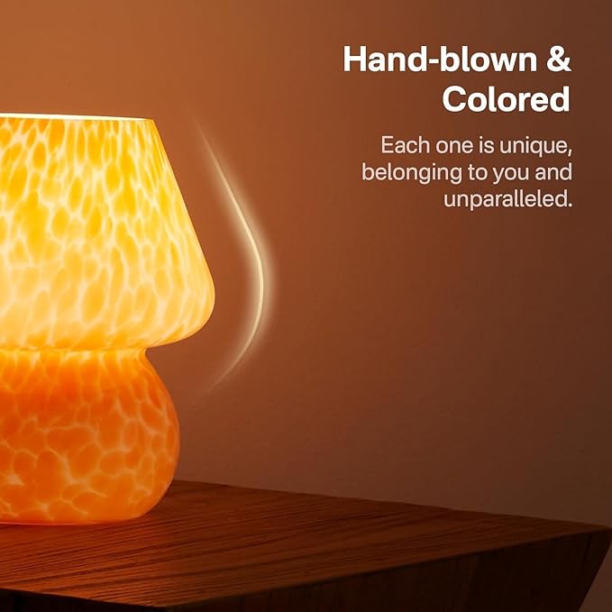 Mushroom Lamp Table Lamp for Bedroom,Small Desk Bedside Lamps for Living Room,Mushroom Decor Cute Mini Modern Mid Century Lamps for Night Stands,Aesthetic Home Living Room Decor(Flame Orange) - Bloomnest
