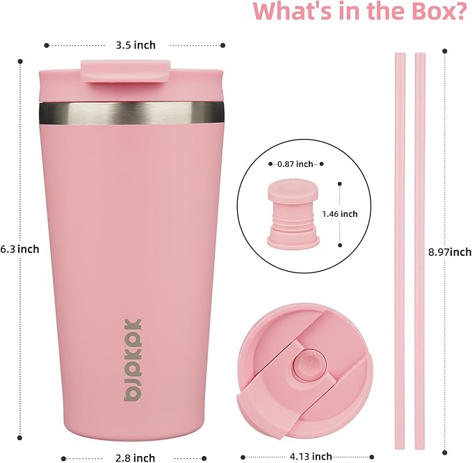 BJPKPK 18oz Tumbler With lid And Straw Stainless Steel Travel Coffee Mug Insulated Tumblers Cups,Light Pink - Bloomnest