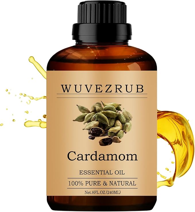 100% Pure Cardamom Essential Oil - 240ML/8 Fl Oz for Aromatherapy Diffuser WUVEZRUB