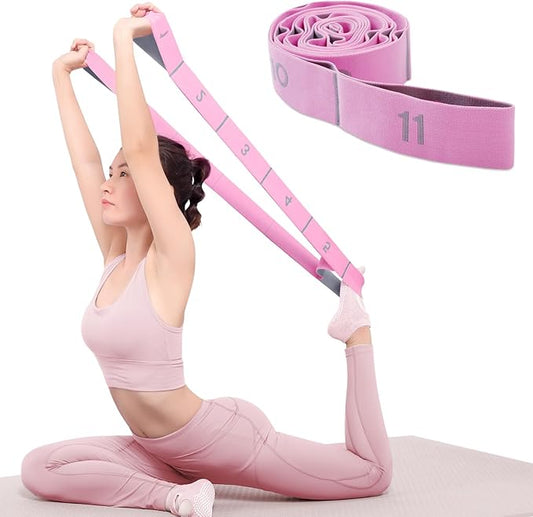 11 Loops Stretch band - Yoga, Pilates, Ballet, and Physical Therapy Stretching strap for Flexibility, Leg Stretching, and Exercise - Durable Stretching equipment for Dance and Fitness - Bloomnest