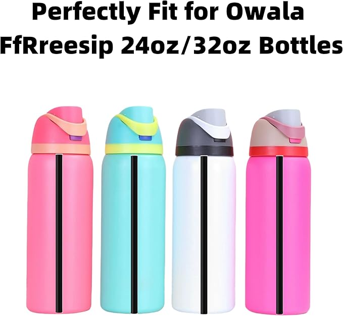 6PCS Replacement Straws for Owala Water Bottle 24 oz 32 oz, Reusable Plastic Food Grade Drinking Straws with Cleaning Brush Compatible for Owala Cup 24oz 32oz Tumbler Accessories (Black, 24oz/32oz) GL-Auking