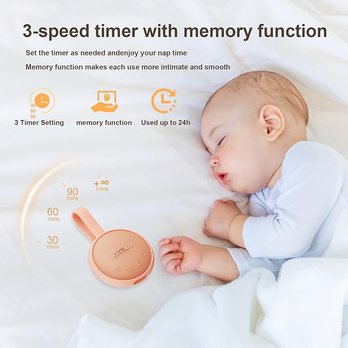 White Noise Sound Machine, Portable Sound Machine for Sleeping Adults & Baby, with Bluetooth 5.1/24 Soothing Sounds/Battery Powered/3 Timer Memory Function for Office/Bedroom/Travel（Orange）