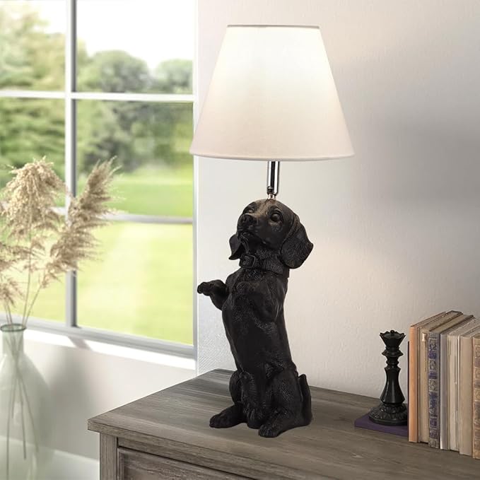 Black Dachshund Dog Table Lamp Creative Puppy Resin Desk Lamp Farmhouse Dachshund Pet Animals Nightstand Lamp for Bedroom Living Room Children’s Room Office Cafe - Bloomnest