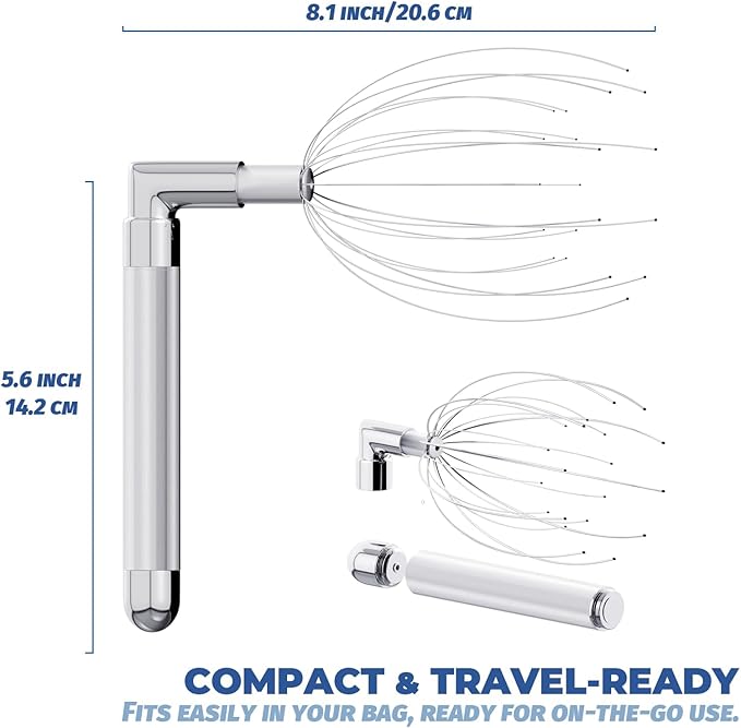 Head Massager Scalp, Vibrating Electric Scalp Massagers, Battery Powered Head Scratchers Massager Whisk Hair Massage Relax Tool with 20 Metal Fingers for Stress Relief, ldeal Gift for Women & Men Winyoung