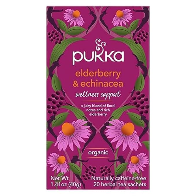 Pukka Tea Bags, Organic (Night Time Berry, Lemon Ginger and Manuka Honey, Three Ginger, Elderberry and Echinacea, Supreme Matcha Green & Chamomile Vanilla and Manuka Honey) (1ea / 20ct) (Variety Pack) - Bloomnest