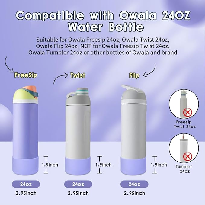 2PCS Silicone Water Bottle Boot, Compatible with Owala 24oz 32oz 40oz, Protective Anti-Scratch & Anti-Dent No Noise Sleeve Cover for FreeSip/Twist/Flip Water Bottles (Retro Boardwalk, 24oz) BKBY