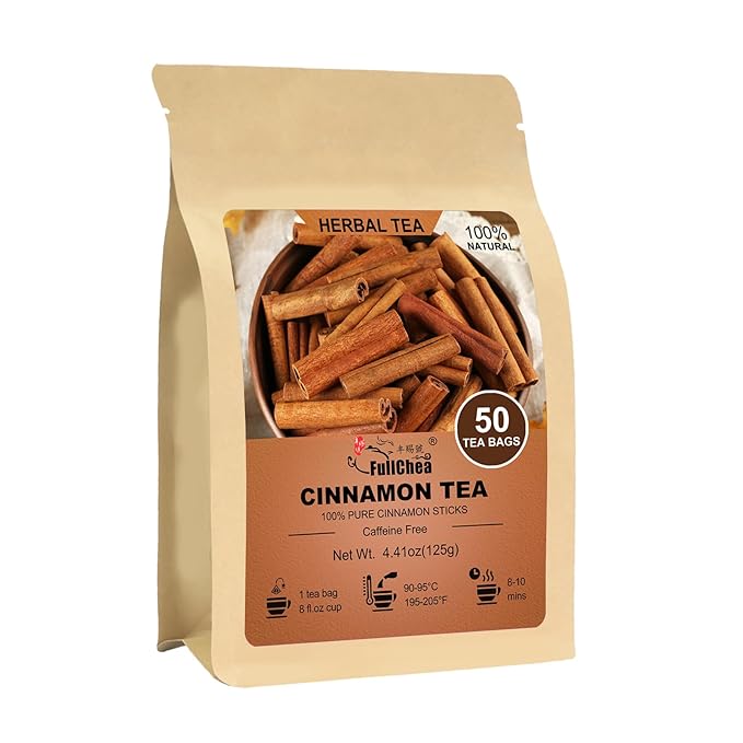 FullChea - Cinnamon Tea bags, 50 Teabags - Natural Cinnamon Sticks Tea for Relaxation - Caffeine-free - Support Better Sleep - Bloomnest