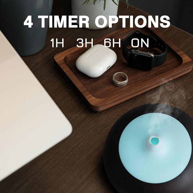 550ml Large Capacity Essential Oil Diffuser with 6 Essential Oil Set, Aromatherapy Ultrasonic Air Humidifier with Timer Setting, 7 Color LED Night Light and Waterless Auto-Off Functions for Home, Spa - Bloomnest