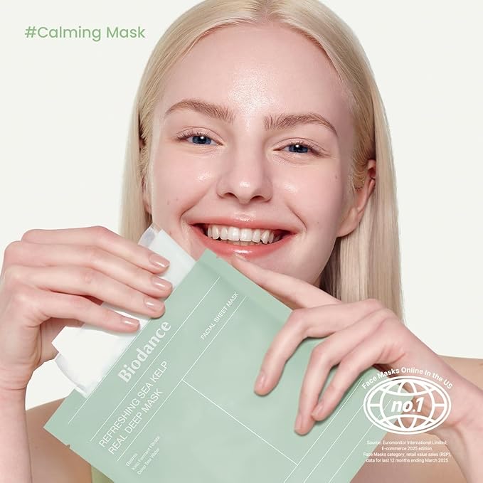 BIODANCE Repair Calming Mask Duo Set: Ceramide Panthenol & Sea Kelp Real Deep Mask, Hydrating, Calming, Soothing Face Mask for Sensitive Skin, Korean Skin Care, Valentines Day Gifts for Her - Bloomnest