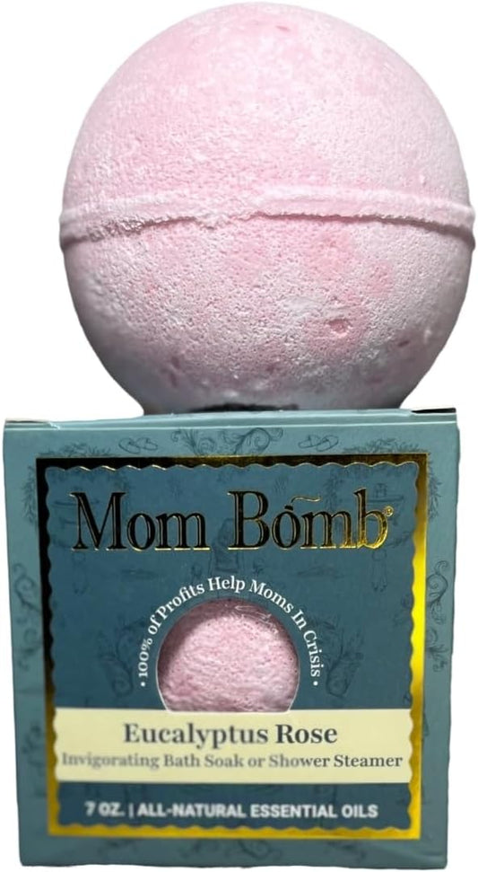 Mom Bomb Eucalyptus Rose Bath Bomb – Essential Oils, Clean Ingredients – Relaxing Aromatherapy Fizz, Skin-Softening – Made in USA - Gift for Women 7 Ounce - Bloomnest
