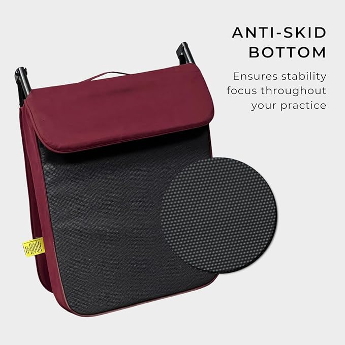Friends of Meditation Relaxing Buddha Meditation Chair | Detachable Rectangular Back Support & Zafu Cushion | Portable Folding Chair | Floor Chair with Back Support | Yoga Chairs for Adults | Maroon - Bloomnest