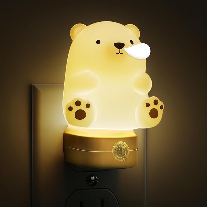 L LOHAS LED Night Light for Kids, 3D Cute Bear Night Light Plug in, Dusk to Dawn Nursery Night Lights, RGB+Soft White 3000K, 3 Lighting Modes, Christmas Birthday Gifts, Room Decor, Children - Bloomnest