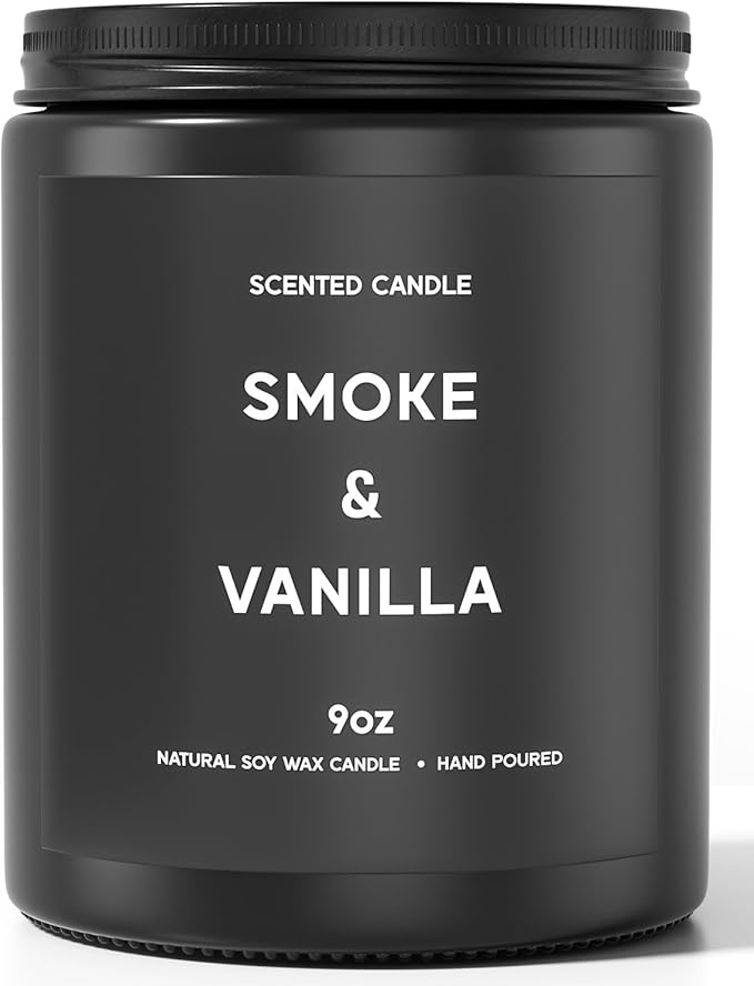 Smoke ＆ Vanilla Candle, 9oz Scented Candle for Men, Scented Candles for Home, Gifts for Men, Personalized Blessing Minimalist Men's Gifts - Bloomnest