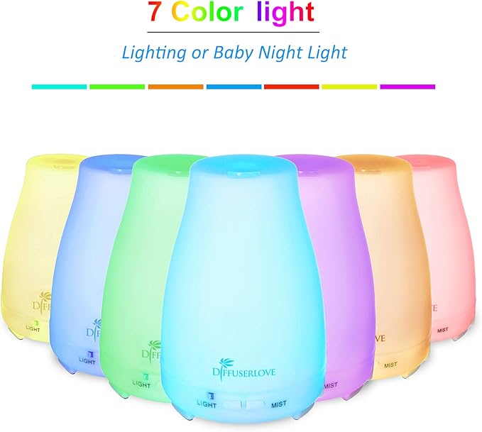 Diffuserlove Diffuser 2 Pack Essential Oil Diffuser 200ML Remote Control Ultrasonic Aromatherapy Diffuser Mist Humidifiers for Bedroom Office Yoga Diffuserlove