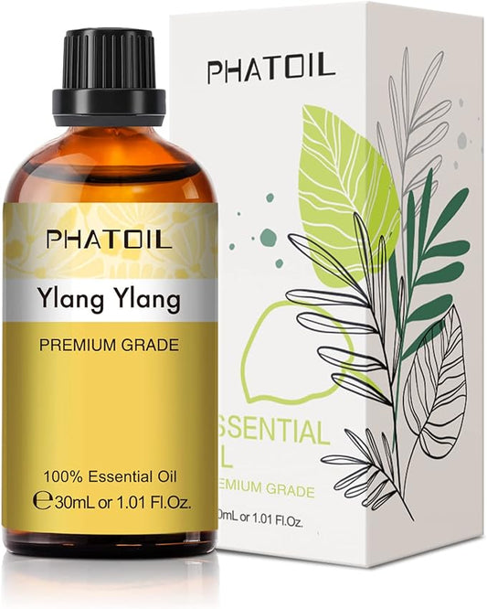 Ylang Ylang Essential Oil 1.01fl.oz/30ml, PHATOIL Premium Ylang Ylang Oils Long Lasting Scents for Aromatherapy, Diffuser, DIY Soap and Candle Making PHATOIL