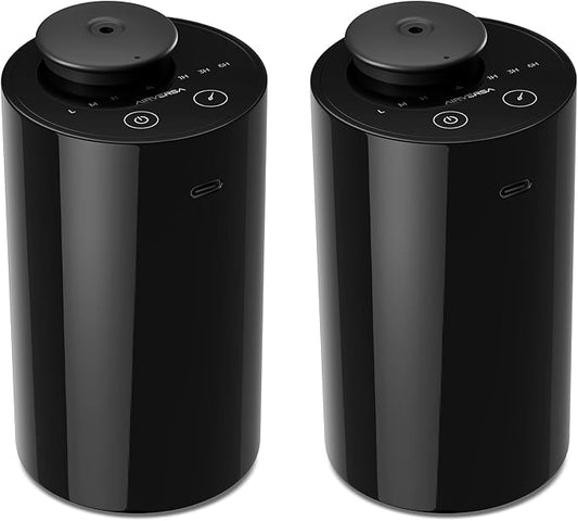 Waterless Diffuser for Essential Oil, Battery Operated Nebulizer, 0.7 Fl.Oz./ 20mL Capacity, Mini Scent Air Machine, 3 Countdown Timers & 3 Mist Levels for Home, Room, Car, Office - AN6 Black 2 Pack - Bloomnest