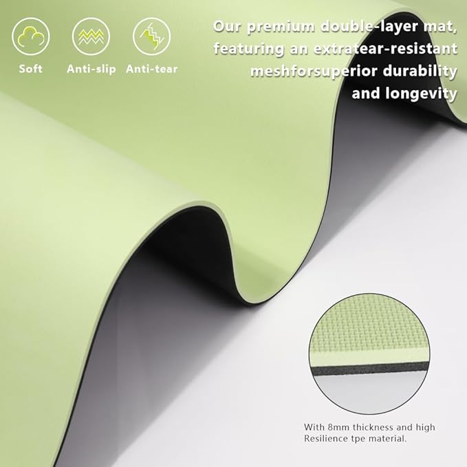 Yoga Mat Non-Slip Extra Thick 72"x32/24" Extra Wide Fitness Exercise Mat TPE Material High Elastic Hot Yoga Mat for Women Yoga Pilates Home Floor Workout (Cow Coffee)