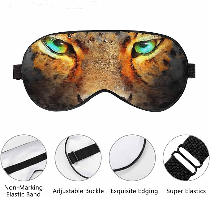 Cheetah Eyes Sleep Eye Mask Realistic Modern Abstract Animal Painting Men Women Sleep Mask with Adjustable Strap Eye Cover Eye Shade for Travel, Nap,Meditation - Bloomnest