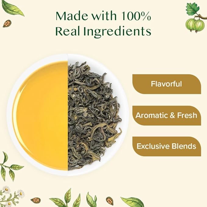 VAHDAM, Assorted Green Tea Loose Leaf Tea Gift Set (10 Flavors) Gift Ideas for Women & Men | Exotic Himalayan Green Tea Blends | Resealable Ziplock Pouch | Gifts for Him/Her - Bloomnest