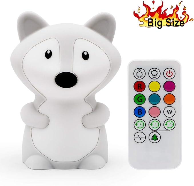 Large Fox Night Lights for Kids, Silicone Night-Light, Bedside lamp, 9 Colors Baby Sleep Light Children's Bed Bedroom Lamp for Toddlers/Boys/Girls/Adults/Bedroom/Outdoor/Camping/Gift - Large - Bloomnest