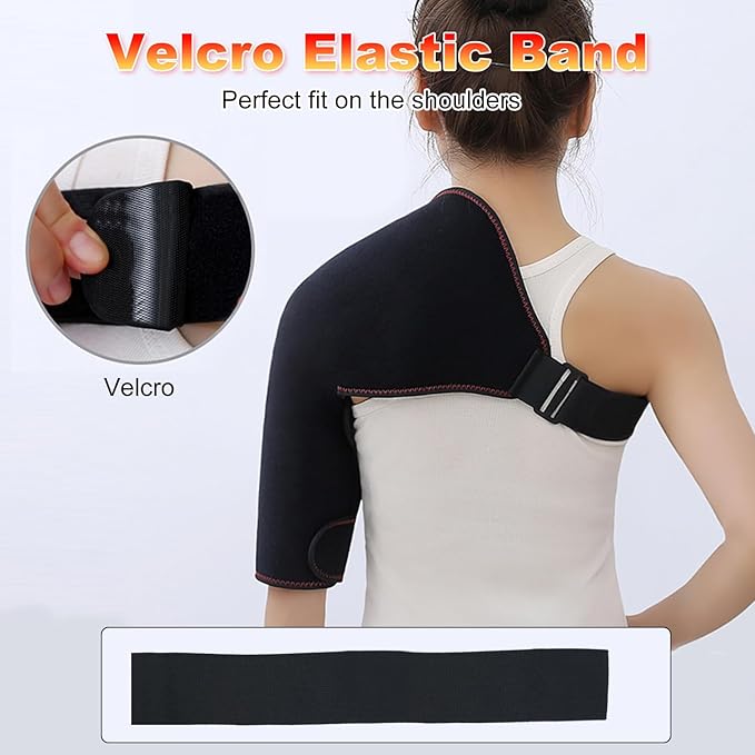 Heated Shoulder Brace with Massager Portable Electric Heating Pad for Shoulder Pain and Upper Arm Muscle Massage Heated Wrap for Shoulder Right - Bloomnest